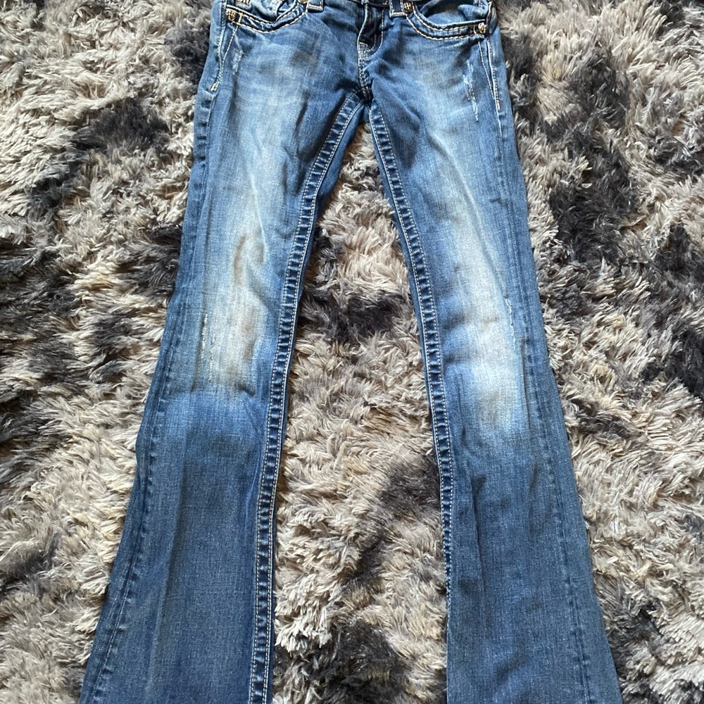 Miss Me Distressed Blue Wide Leg Jeans
